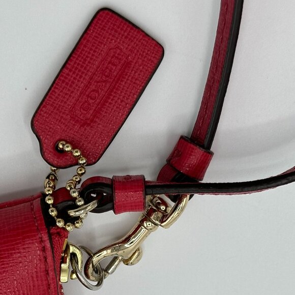 NWOT Coach Small Leather Wristlet - Pink Scarlet - Picture 8 of 13